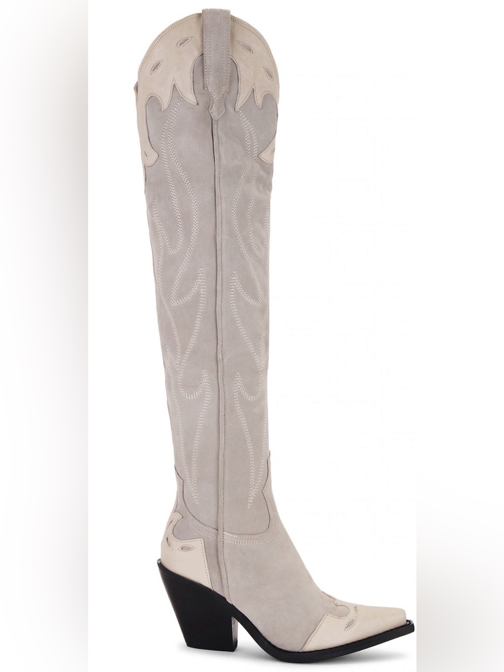 New Free People Wild West 7.5 Thigh High Dust Bunny suede leather cowboy heeled